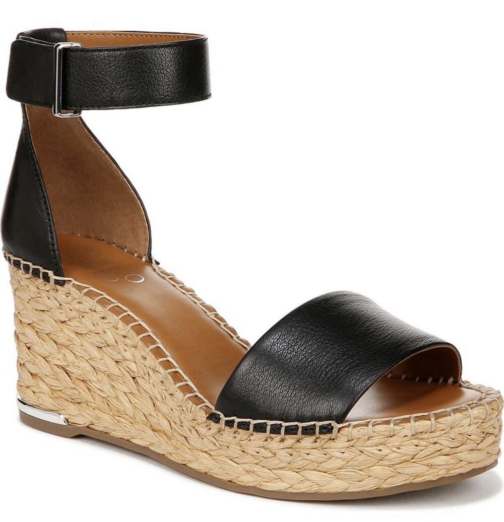 Franco Sarto Women's Callia Leather Espadrille Wedge Sandal Size 9